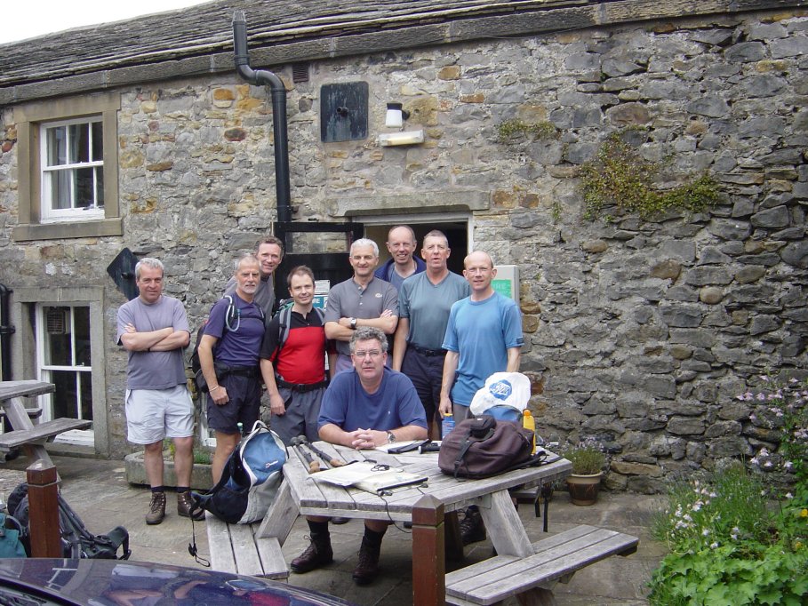 The courtyard in the youth hostel (L to R, Richard, Dave, Graham, Martin, Andy, Dick, Steve, Ian, Paul)
